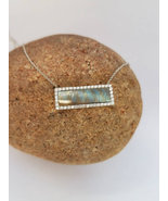Crystal Bar necklace Black MOP Bar pendant silver charm minimalist jewel... - £37.80 GBP