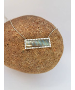 Crystal Bar necklace Black MOP Bar pendant silver charm minimalist jewel... - $65.83 CAD