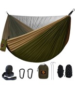 Camping Hammock, Lightweight Nylon Parachute Hammock With, Green And Khaki. - $49.32 CAD