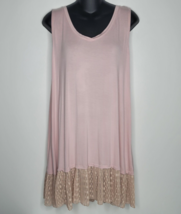 Logo Layers Lori Goldstein Tank Top 1X Pink Tunic Pleated Ruffle Hem Str... - £19.65 GBP