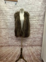 H&amp;M Divided Shaggy Faux Fur Vest Women Size 10 Euro 40 Brown Festival Hippie - £25.18 GBP