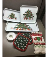 Lot of 12 Christmas Themed Trays Coasters &quot;Joy&quot; Towel Christmas Duck Pot... - £18.98 GBP