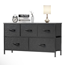 Dresser 5 Drawers Nightstand Fabric Dresser with wood top | storage  - £54.85 GBP