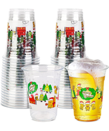 48 Pack 16Oz Christmas Disposable Plastic Cups | Clear Santa &amp; Snowflake... - €24,65 EUR