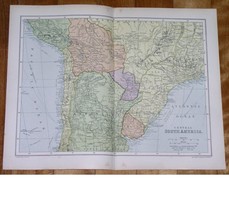 1912 Antique Map Of Northern Argentina Chile Bolivia / South America - $24.22