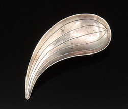 HERMANN SIERSBOL DENMARK 925 Silver - Vintage Etched Teardrop Brooch Pin... - $82.34
