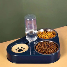 3-in-1 Pet Dog Cat Food Bowl with Bottle - Automatic Drinking Feeder Fou... - £29.00 GBP