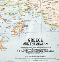 1958 Greece Map National Geographic Europe Aegean Sea Vintage 24.5 x 19&quot;... - €25,92 EUR