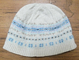 Women&#39;s American Eagle Ivory Cream White &amp; Pastel Beanie Knit Winter Hat Cap AEO - £9.38 GBP