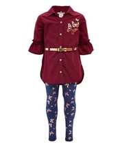 $36 One Step Up Butterfly Belted Shirt Dress &amp; Denim Leggings Blue 2T NWOT - £5.62 GBP