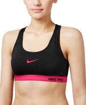 Nike Womens Pro Padded Mid Impact Sports Bra, Small, Black/Racer Pink - £34.04 GBP
