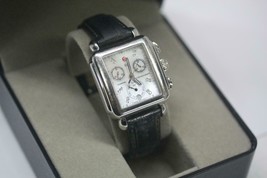Michele Deco MOP Diamond Dial Black Strap Chronograph 35mm Watch MW06P00A0046 - £410.26 GBP