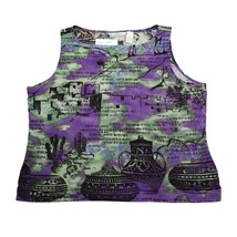 French Laundry Shirt Womens XL Purple Printed Boat Neck Sleeveless Tank Top - £17.76 GBP