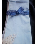 6 Lovely large light blue hand embroidered blue dinner napkins. Ships Free - $38.40
