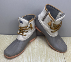Sperry Duck Boots Green&amp;Tan With Orange Trim Rain Winter Boots Size 6 Waterproof - £18.38 GBP