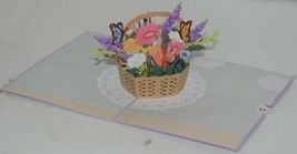 Lovepop LP2075 Flower Basket Pop Up Card Purple White Envelope Cellophane Wrap image 3