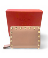 VALENTINO GARAVANI Bioford Wallet Rockstud Leather Pink Beige Women Auth... - $2,549.40 MXN