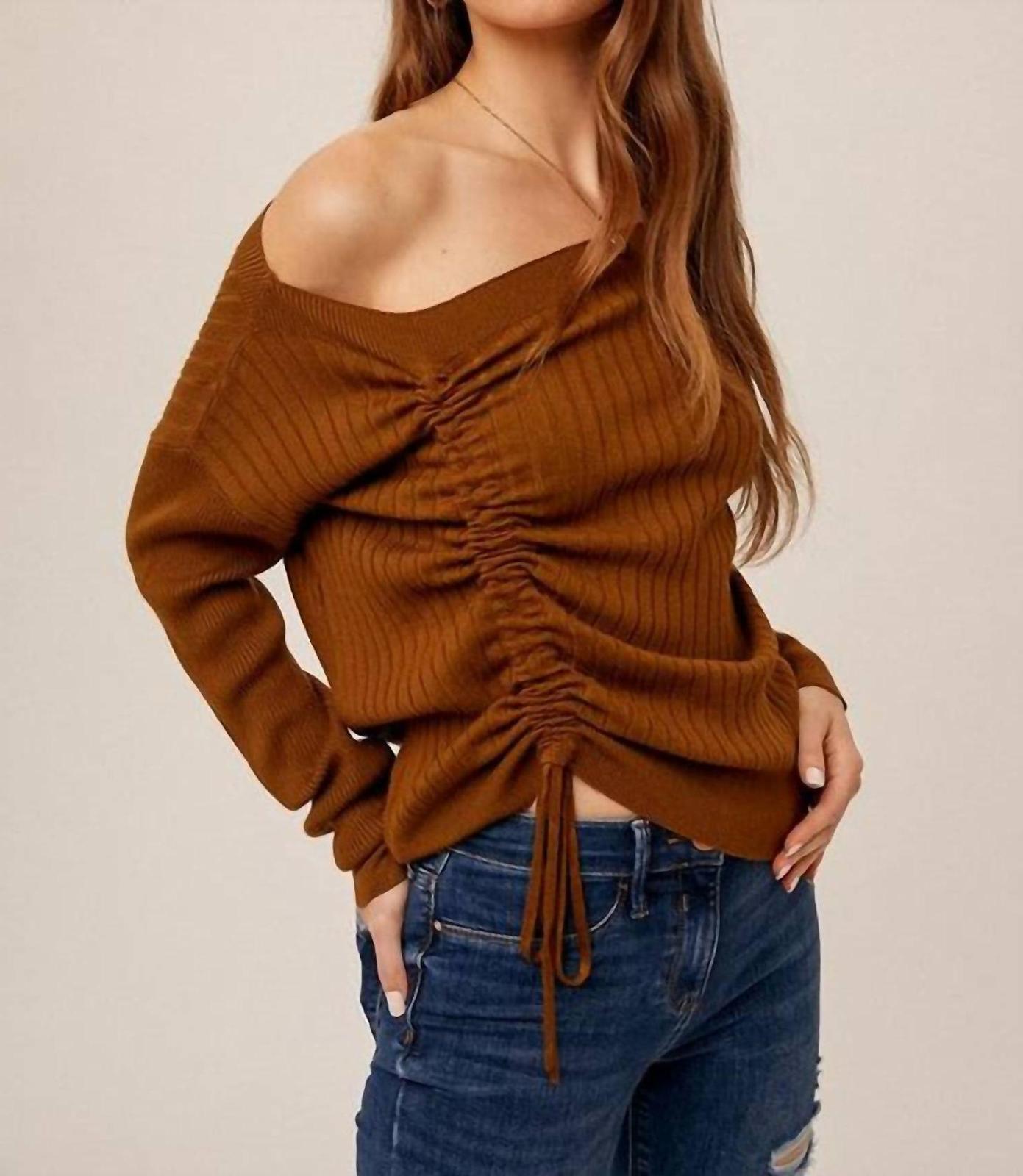 Hem &amp; Thread Ruched Drawstring Asymetrical Sweater Size M - $37.62