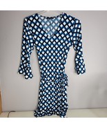 Banana Republic Womens Wrap Dress Size M Blue Geometric VNeck Belted Lon... - $21.98