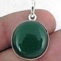 Sterling Silver Pendant Necklace Natural Green Onyx PS-1578 - £45.00 GBP