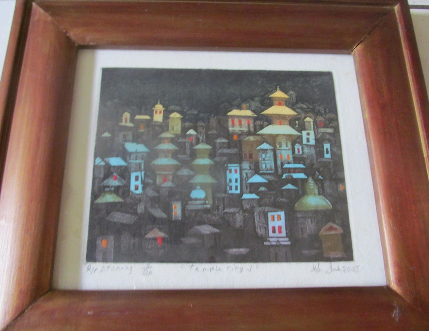 Uma Shankar Shah Titled &quot;Temple City - 1&quot; A/P #2/25 Original Color Etchi... - $1,199.00