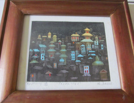 Uma Shankar Shah Titled &quot;Temple City - 1&quot; A/P #2/25 Original Color Etching &amp; Han - £944.40 GBP
