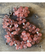 Pink Glass Grape Teardrop Shaped Beaded Necklace - £19.70 GBP