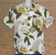 Caribbean Joe Hawaiian Shirt White Yellow Green Flowers Size Small - $21.77