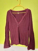 Baileys Point Top Medium 7-9 Red Shirt Long Sleeve Boho  - $12.74
