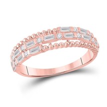 Authenticity Guarantee 
14kt Rose Gold Womens Baguette Diamond Fashion Band R... - £544.21 GBP