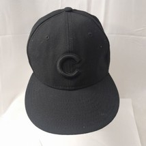 New Era 59Fifty Men&#39;s Cap MLB Chicago Cubs &quot;C&quot; Black on Black Fitted Size Hat - £17.86 GBP
