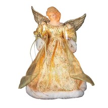 10-Light 12-inch Gold Dress Angel Treetop Lead Metal Porcelain - £54.70 GBP