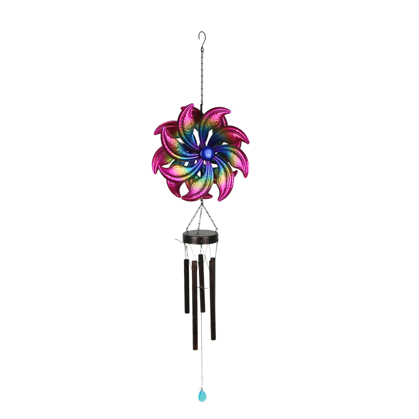 Metal Purple Rainbow Wind Spinner Hanging Chimes Outdoor Decor Garden 47 Inches - $47.06