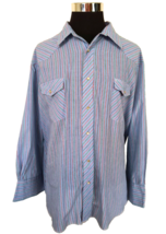 Wrangler Shirt Mens Size 3X Multicolor Stripes Western Pearl Snaps Long Sleeves - $14.85