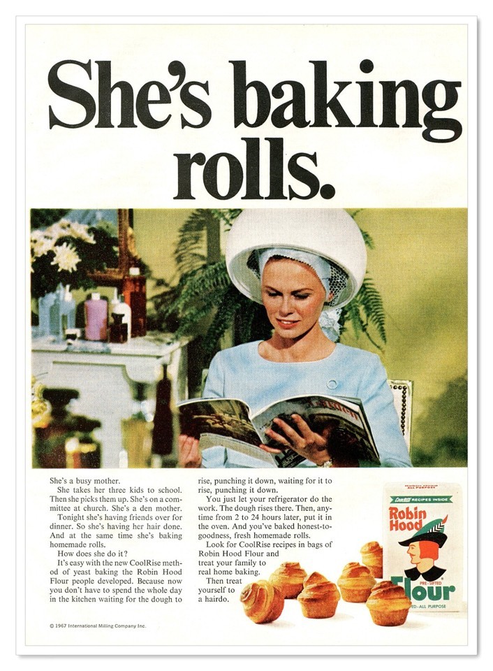 Robin Hood Flour CoolRise Method Hair Salon Vintage 1968 Full-Page Magaz... - $9.70