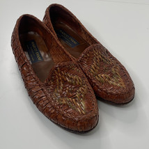 Vintage Marco Evani Mens size 8.5 brown leather woven loafer slip on sho... - $177.31