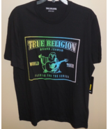 True Religion Short Sleeve Tee T-Shirt Men&#39;s Large Black New World Tour - $27.67