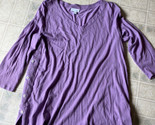 J Jill Womens V-Neck Tunic size Medium Purple 3/4 Sleeve Buttons on side - $23.19