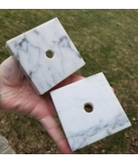 solid italian marble lamp base white gray vintage mid century square - $47.76 CAD