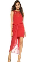 NEW FREE PEOPLE Chili Red Asymmetric Chiffon Dress - MSRP $240.00! - £39.30 GBP