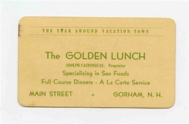 The Golden Lunch Ad Card Gorham New Hampshire Glen Ellis Falls  - £17.40 GBP