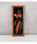Vintage macaw parrot tile artwork bird wall hanging plaque Gilliot &amp; Cie - $1,400.30 MXN