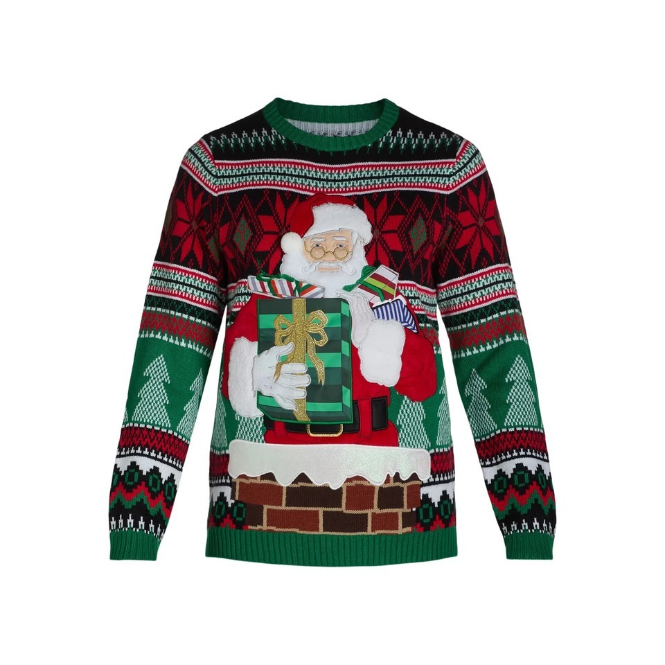 Holiday Time Men&#39;s Ugly Christmas Sweater with Drink Pocket - Size Large... - $18.73