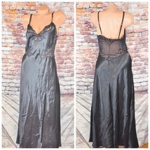 Victorias Secret Large Nightgown Vintage Gold Label Black Lace Side Slit Sexy - £71.18 GBP