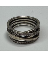 Beautiful Ladies Sterling Silver Ring Marked 5925 ALE 60 Layered Band - $950.15 MXN