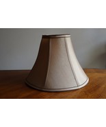 Vintage Tan Silky Fabric Lampshade 8.5&quot; Tall Round Bell Shape 6 Panels - $443.98 MXN