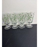 Set of 4 Vintage Irish Coffee Recipe Glasses Shamrock Green Mid Century ... - $34.95