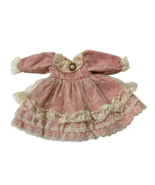 Doll Dress Dusty Pink Mauve Cream Lace 3 Tier Victorian Handmade Cottage... - £19.59 GBP