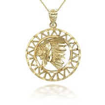 Authenticity Guarantee 
14K Solid Gold Apache Openwork Pendant Necklace - Yel... - £358.51 GBP+