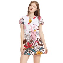 Classic Flower Design Sexy Short Sleeve V-Neck Dress - $32.99